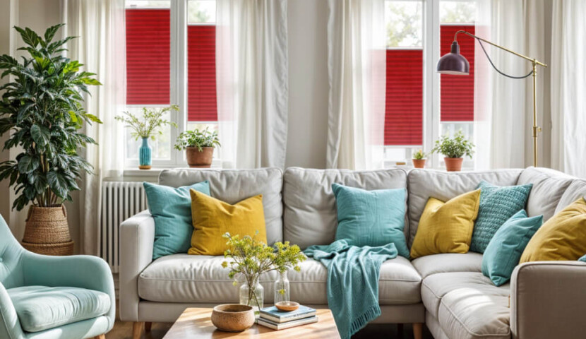 Red Window Pleated Blind