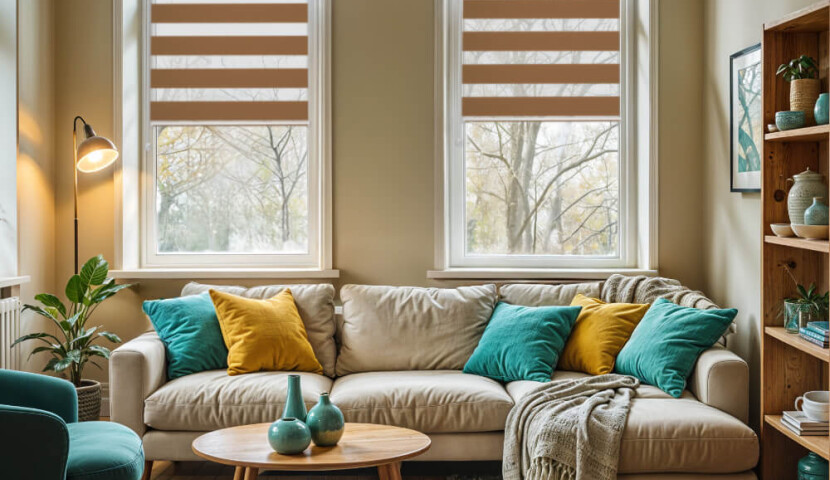 Cream Walnut Day and Night Blind