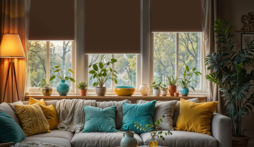 Brown Blackout Roller Blind (Silver Backing)