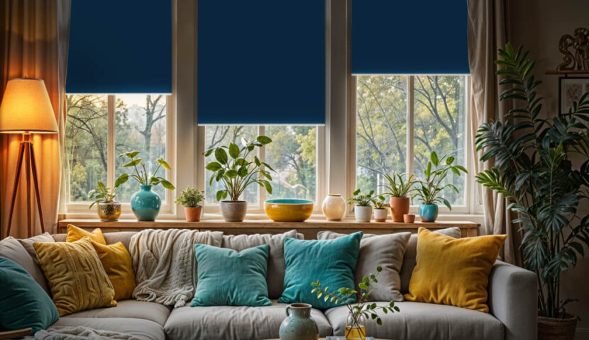 Roleta Zaciemniająca Niebieska (silver)