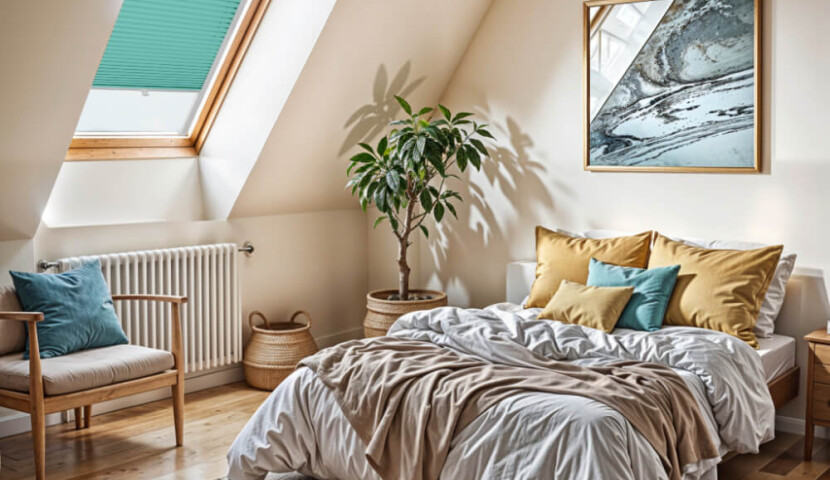 Turquoise Blue Custom Skylight Pleated Blind