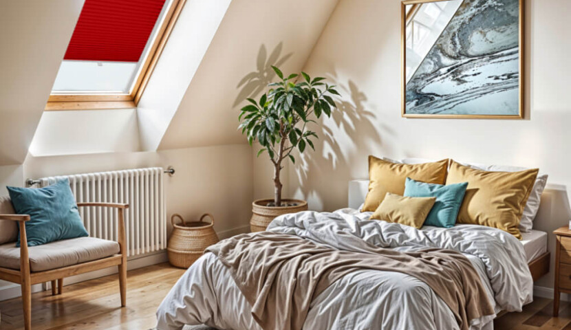 Red Custom Skylight Pleated Blind