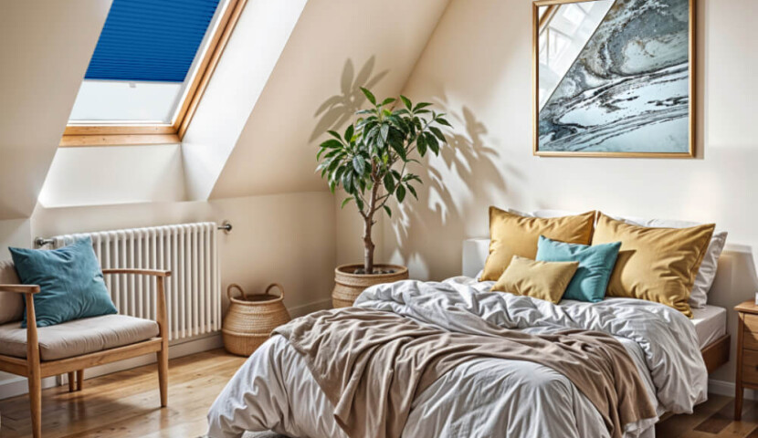 Blue Custom Skylight Pleated Blind