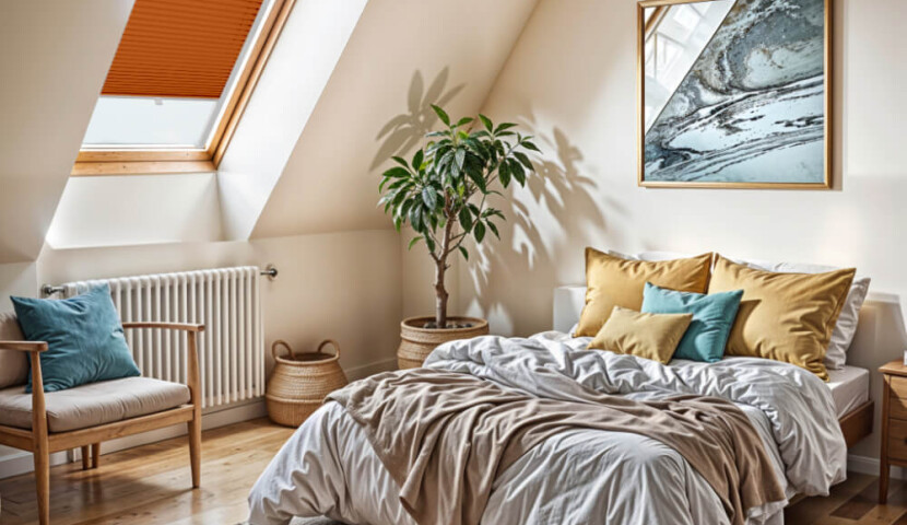 Orange Custom Skylight Pleated Blind