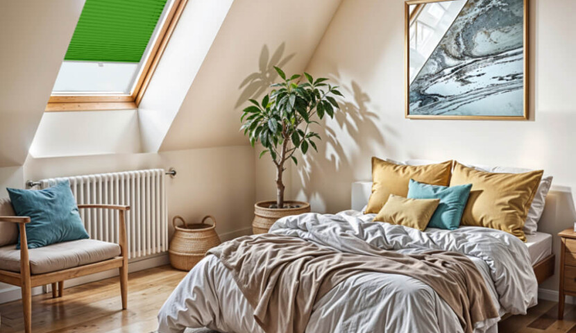 Green Custom Skylight Pleated Blind